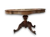 an image of a wooden table with a marble top on a white background