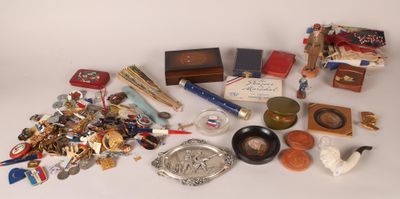 a lot of assorted items on a white surface