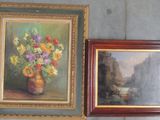 two paintings hanging on the wall next to each other