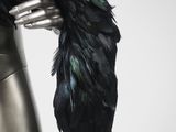 a mannequin with a black feather on it
