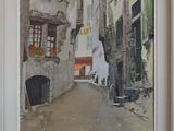 a picture of a painting of a street in the city