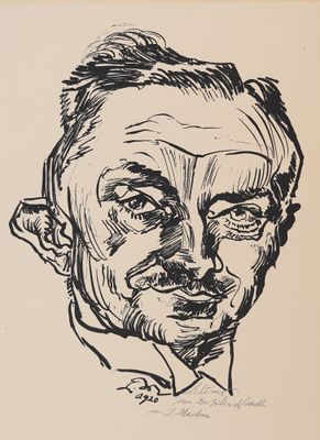 un dessin en noir et blanc représentant un homme moustachu