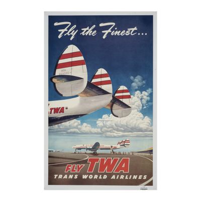 Affiche de voyage vintage « Fly the finest fly twa trans world airline »