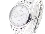 a close up of a watch on a white background