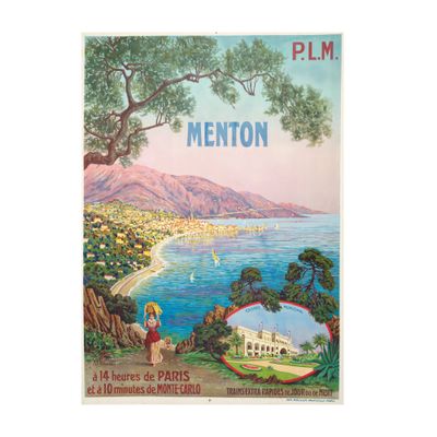 affiche de voyage vintage représentant Menton, en France