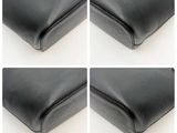four different shots of a black leather chair with four different angles