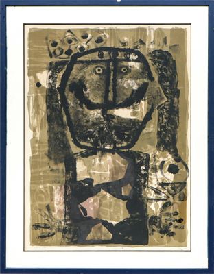 tableau encadré représentant un homme coiffé d'une couronne