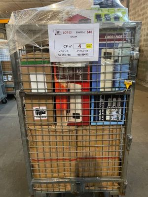 a cart that has a lot of boxes in it