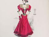 an illustration of a woman in a red dress and hat