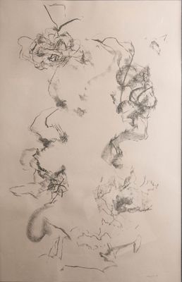 a drawing on the wall of a room with a picture on it