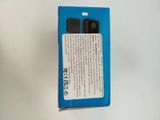 a blue box with a black and white label on it