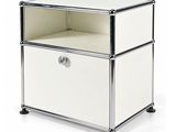 an image of a white and chrome nightstand with two drawers