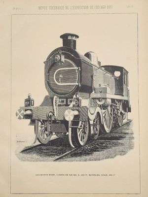 un dessin en noir et blanc représentant un train sur les rails