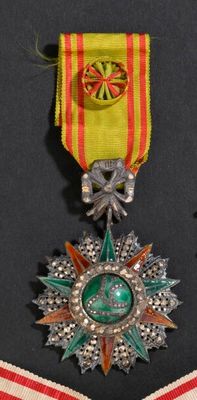 une médaille ornée d'une étoile et entourée d'un ruban