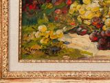 an oil painting of a bunch of flowers in a vase