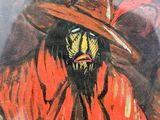 a picture of a painting of a man with a hat on
