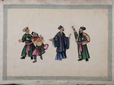 an image of a painting of three men playing musical instruments