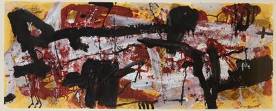 une image représentant un tableau recouvert de peinture noire et rouge