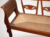 a wooden bench with a brown seat on a white background