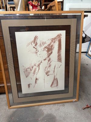 une image représentant le dessin d'une femme portant un chapeau