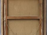 an old picture of a window with a rope hanging from it ' s side