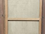 a close up of a picture of a window with a wooden frame