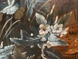 a painting of flowers in a vase on a table