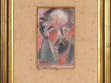 un tableau représentant un homme portant un chapeau et une barbe, dans un cadre doré