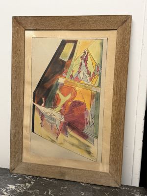 tableau encadré représentant une femme assise près d'une fenêtre