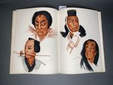 an open book with a drawing of a man with a pipe in his mouth and a drawing of a man with a pipe in his mouth