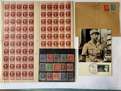 une photo d'une collection de timbres et une photo d'un soldat