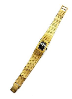 Montre de femme de marque PAX en métal doré, cadran fond noi…