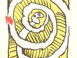 une image représentant un dessin d'un chien dans une spirale