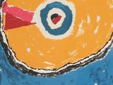 an image of a painting of an eye on a blue background