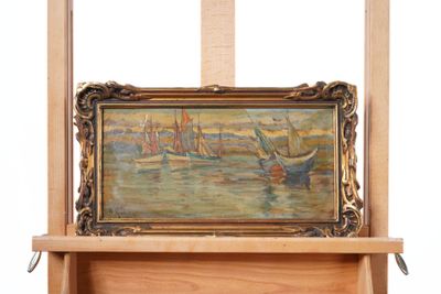 a picture of a painting on a wooden easel
