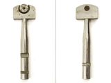 two pictures of a pair of metal tools on a white surface