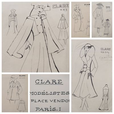 CLARE Ensemble de vingt-cinq patrons de couture. Dans leur p…