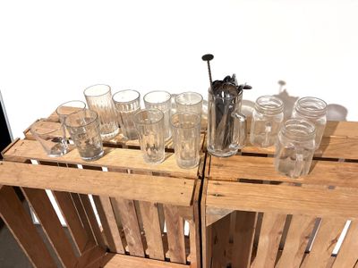 Lot de 9 verres et 4 chopes à glace ou coctails + cuillères …