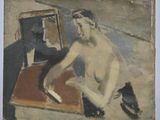 une image représentant un tableau où l'on voit un homme assis devant un miroir