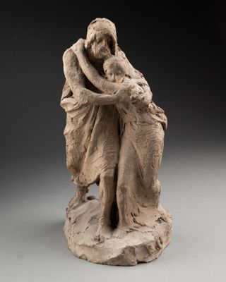 Ecole vers 1900. Marie Madeleine et le Christ (?) Terre mode… - Photo 1