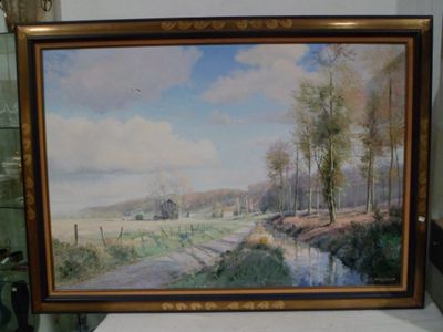 a picture of a painting on display in a glass case