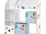 une image représentant une bibliothèque pour enfants sur le thème de l'espace