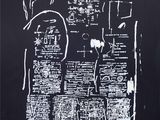 un dessin en noir et blanc représentant un homme coiffé d'une couronne