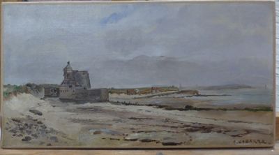 Anatole LABARRE (XXe) Vue de plage, temps gris Huile sur toi…