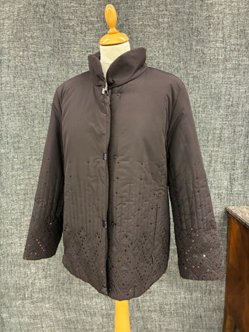 GOLDIX Studio – Manteau marron décor de surpiqures et sequins. Ta...