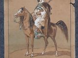 tableau représentant un homme à cheval, une lance à la main