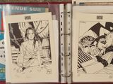 a binder with a drawing of a woman and a man on it