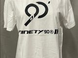 a white t - shirt with a black and white logo on it