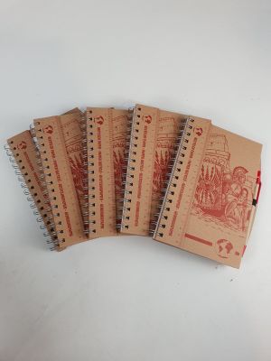 five spiral notebooks lined up on top of each other