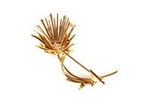 yellow gold plated flower brooch pin with crystal stones